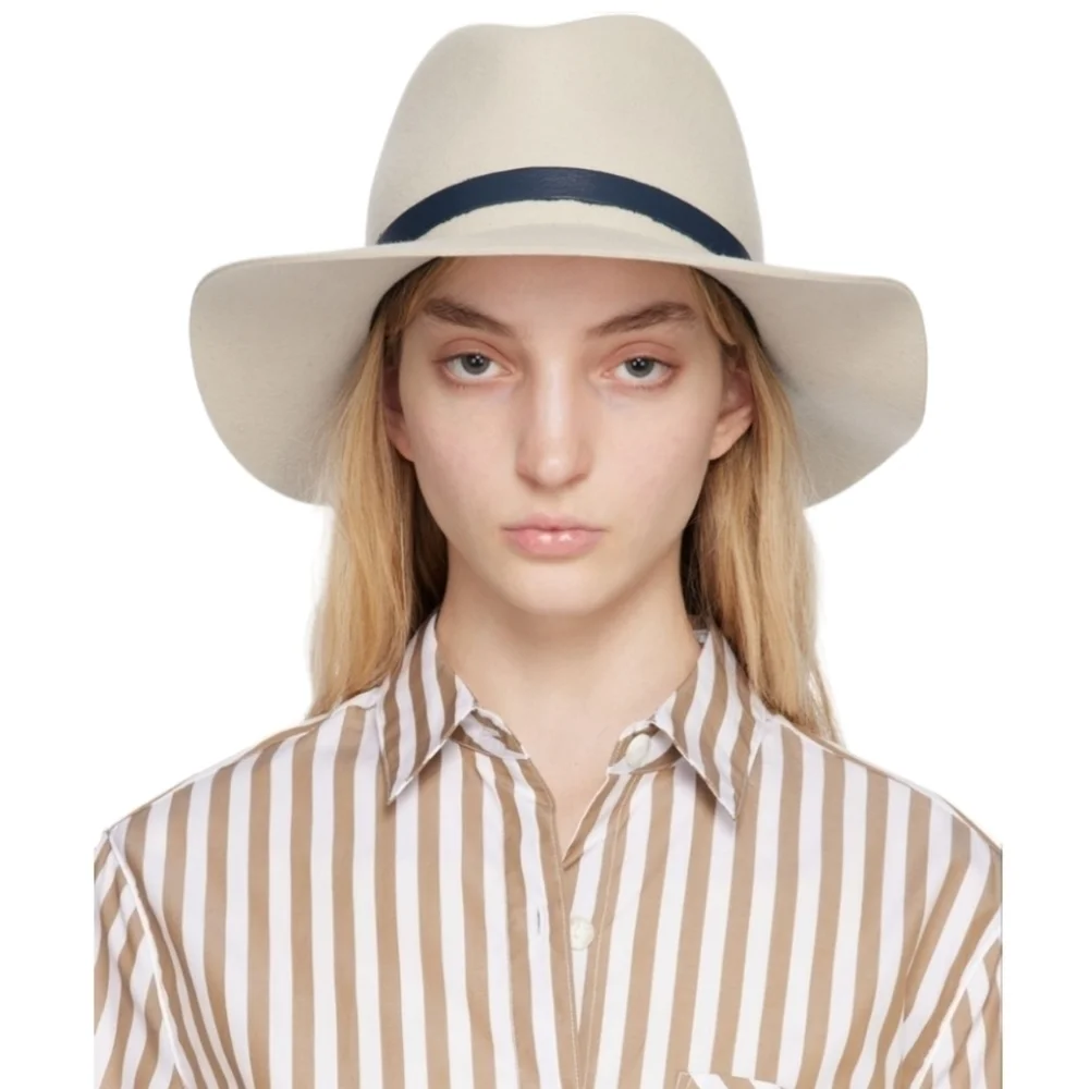 rag & bone Finley Wool Fedora, Size Small, Parchment, NWT